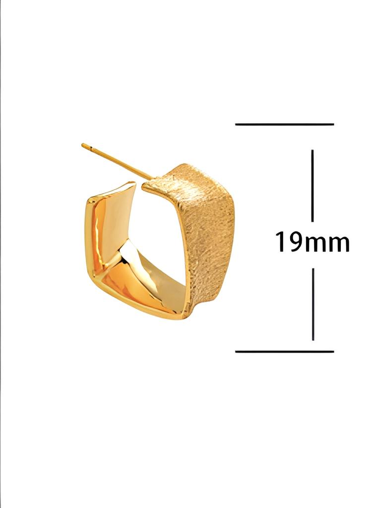 Custom Fashion Jewelry Geometric Chunky Pari Classic 18K Gold Silver Plated Satin Matte Brushed Textured Square Stud Earrings