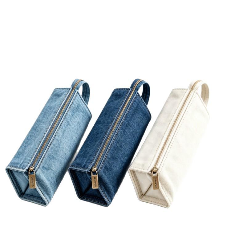 Large Capacity Cross-border Denim Pencil Case with Handle