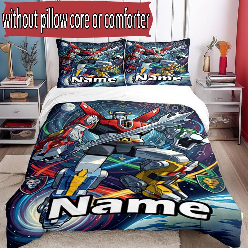 3pcs Duvet Cover Set (1*Duvet Cover + 2*Pillowcase, Without Core), Custom Name Transformers Pattern Bedding Set, Home Bedroom Decor Gift