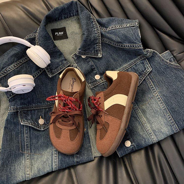 

2024 New Women s Casual Lace-up Sneakers Low-top Solid Color Breathable Mesh Non-slip Lightweight Trendy Sneakers 35 вина червоного кольору