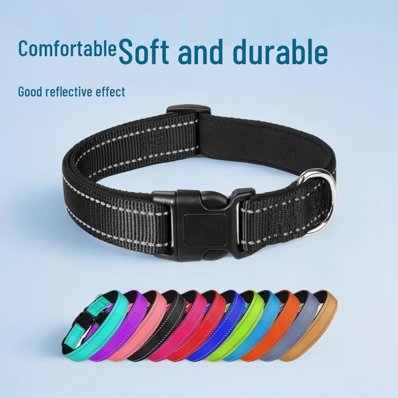 Reflective Nylon Dog Collar & Leash - Durable, Diving Fabric, Pet-Friendly Design