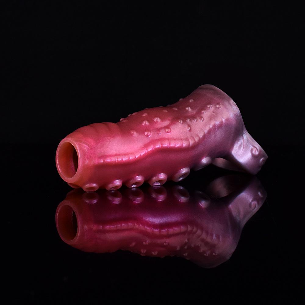Penis Sleeve with Cock Ring, Male Sex Toys Enhance Male Stamina, Reusable Penis Extender, Stretchy Silicone Ring for Enlargement and Prolongation