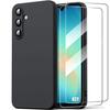 Case for Samsung Galaxy A27 5G, Ultra Slim Flexible Matte Black Liquid Silicone - 2 Tempered Glasses
