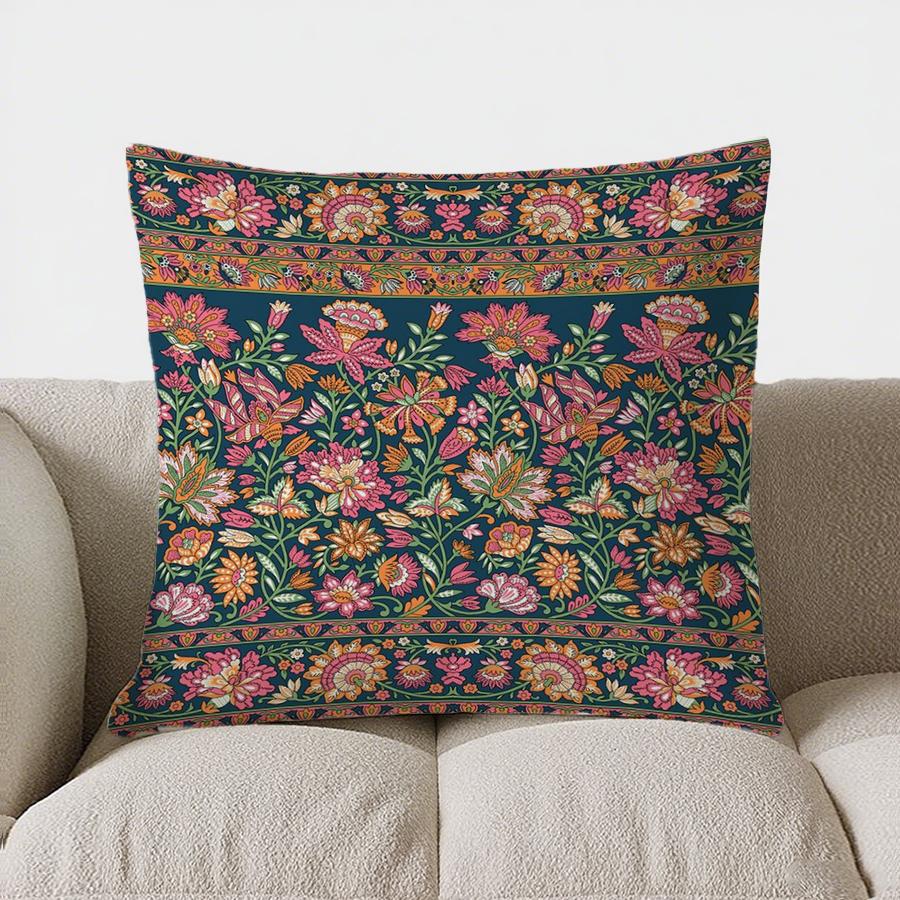 Colorful Floral Pattern Doublesided Printed Pillow Cover Short Plush Suitable Living Rooms Bedrooms Sofas Throw Cushion Cover