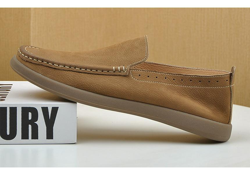 Men's Retro Hand-rubbed Crazy Horse Leather Slip-on Loafers - Casual, Comfortable, Soft & Elastic.