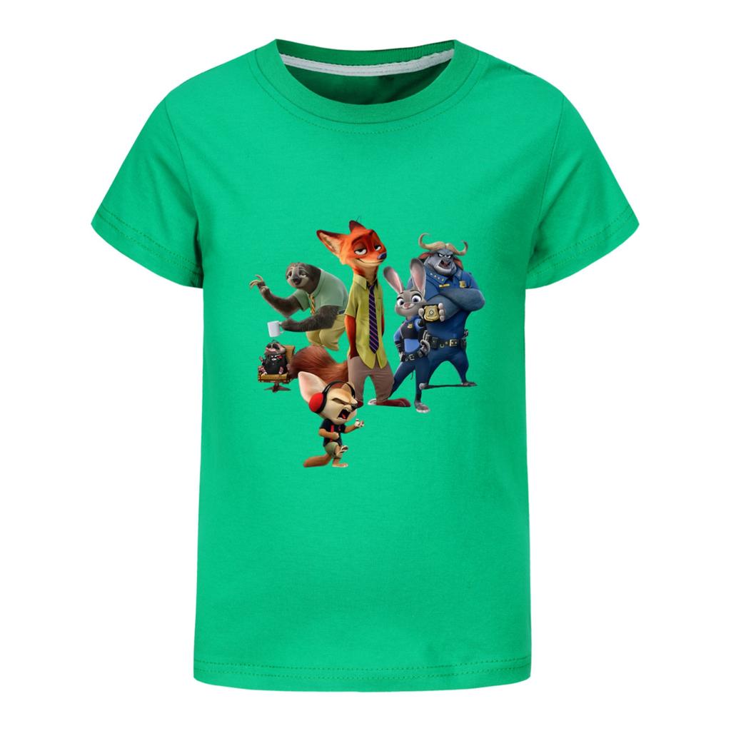 Fashionable Round Neck Short Sleeve Work Clothes Printed Tops For KID Summer Tops