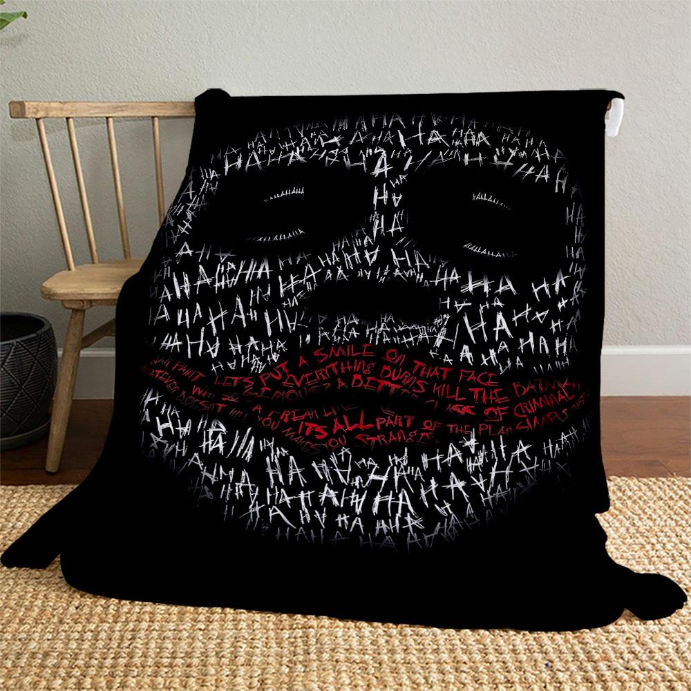 1pc Joker Theme Design Flannel Blanket - 3D Printed Soft Warm, All-Season Lightweight Throw for Camping Travel Bed-080754