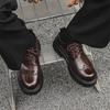 Men's casual leather shoes Classic Gentleman British Style Fashion parties or business office Black brown thick soled shoes