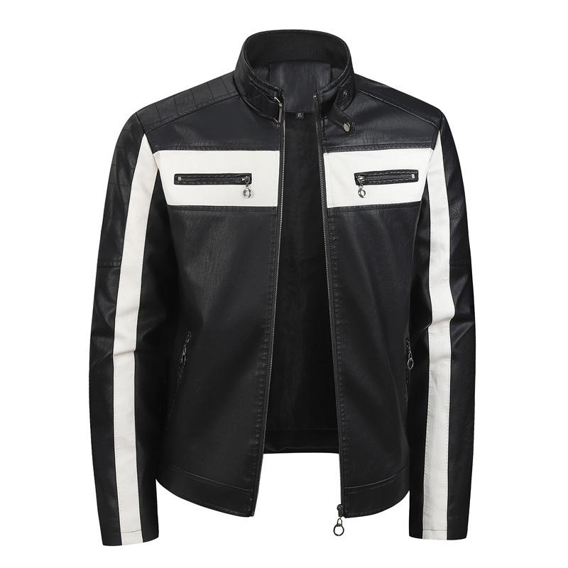 Осенне-зимняя мужская кожаная и флисовая мотоциклетная кожаная куртка, трендовая молодежная бейсбольная одежда, вышитая кожаная куртка M