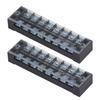 Terminal Strip Dual Rows High Current Screw Clamp Wire Barrier Block with Cover 600V 25A 2pcs
