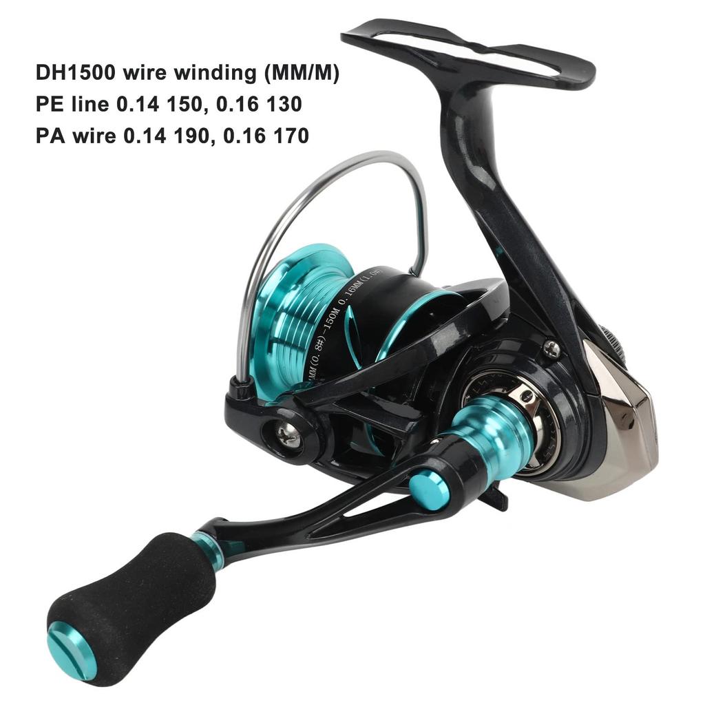 Ongwan Spinning Reel 5 and 1 Sealed Bearing Fishing Reel with Diagonal Wire Cup Single (DH1500 Arm)
