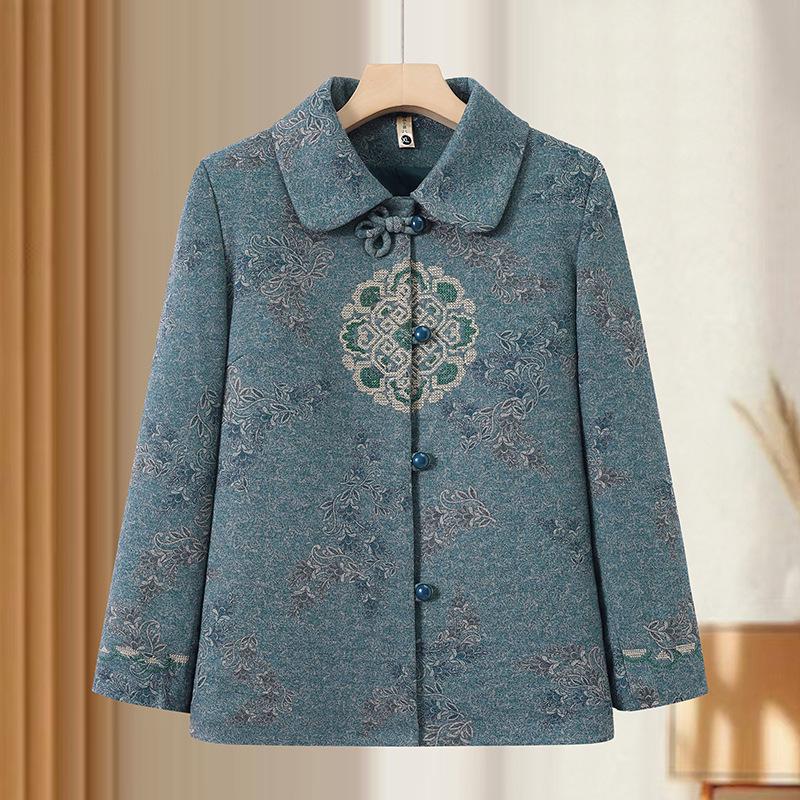 Women's Spring & Autumn 2026 Jacket: Stylish Lapel Loose-Fit for Middle-Aged & Elderly