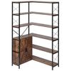 6 Tier Corner Bookshelf, Tall Corner Bookcase Storage with Doors, Large L-Shaped Bookshelf Organizer with Metal Frame & Adjustable Shelves, Display
