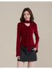 Retro Spicy Girl Ruffle Ribbon Knit Top: Autumn Fashion Slimming Design with Bell Sleeves