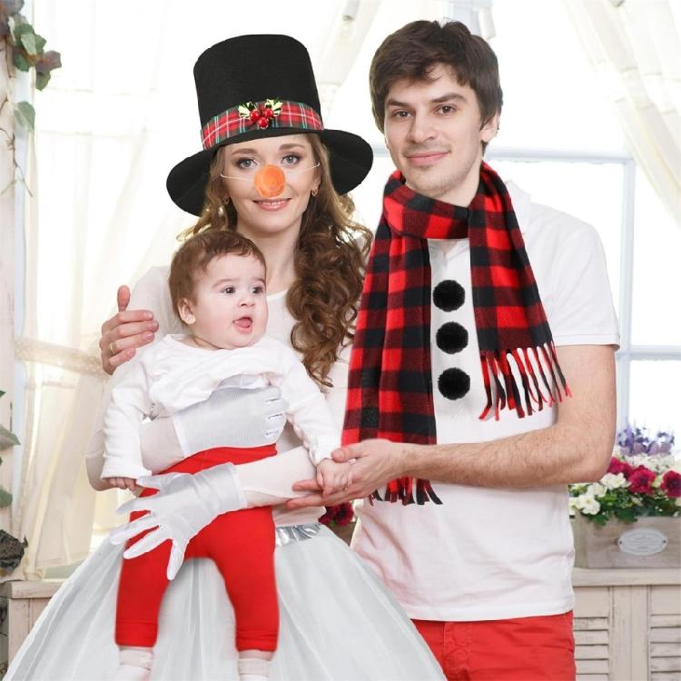 Winter Frosty Snowman Costume Christmas Play Dress Up Accessories Carrot Nose Scarf Gloves Pompoms Balls Tutu Skirt