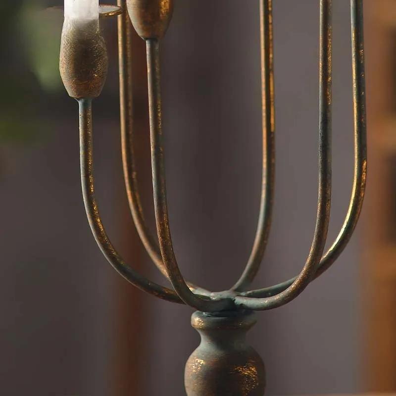 Industrial 5-Arm Candle Holder, Antique Faux Copper Candelabra, Distressed Brass Centerpiece for Home Decor, Rustic Table Decor
