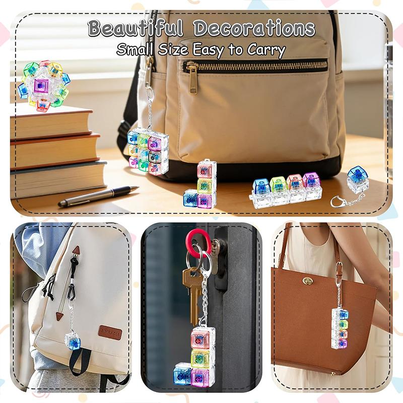 Rgb Light Fingertip Keyboard Keychain Fidget Toy, Clicker Mechanical Keyboard Fidget Keychain, Anxiety Stress Relief Gift