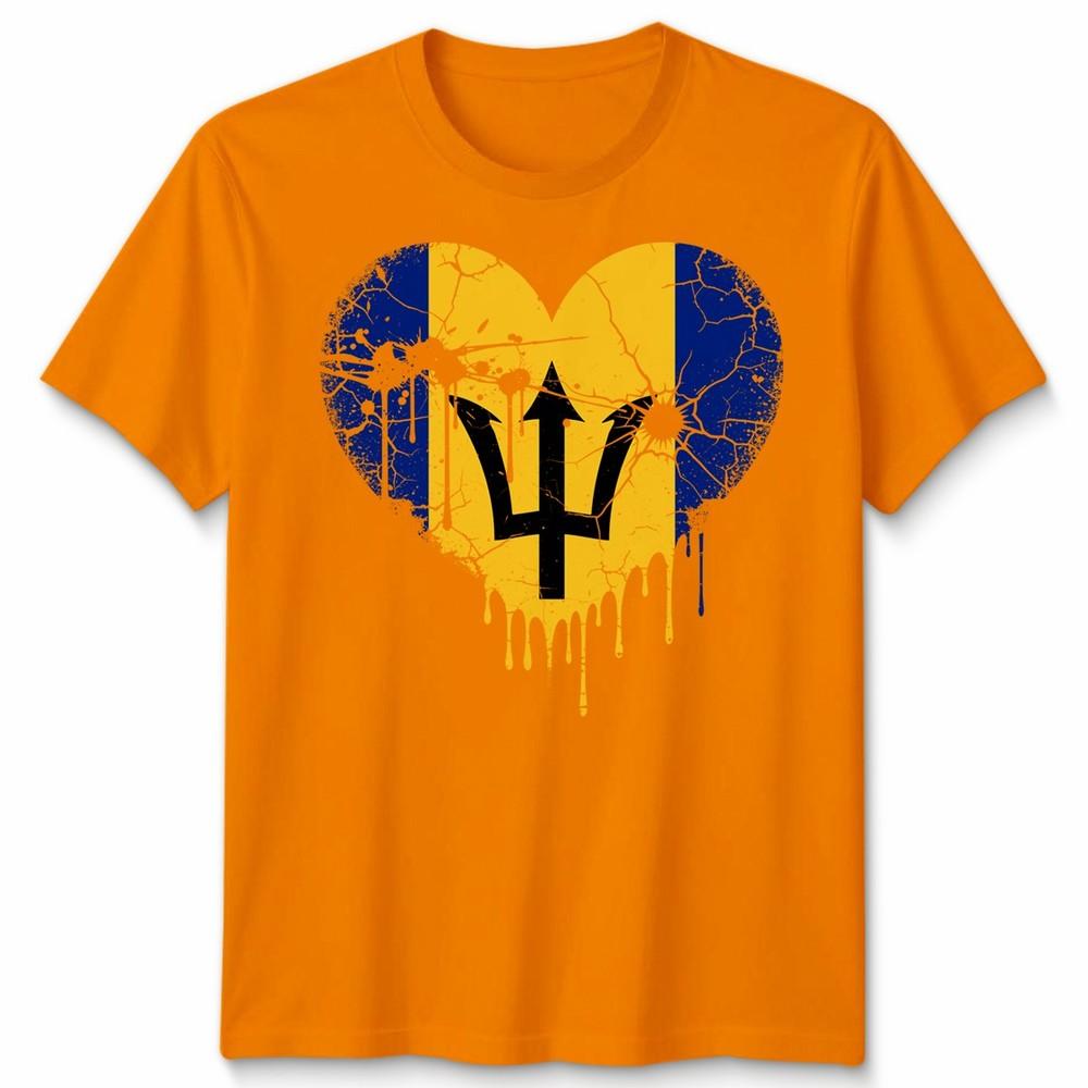 Love Barbados Flag Barbadians Day Football Unisex Cotton Tshirt Bajan Pride Gift