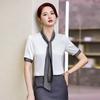 TELUOMAN Women's Chiffon Bow Tie Short Sleeve Blouse