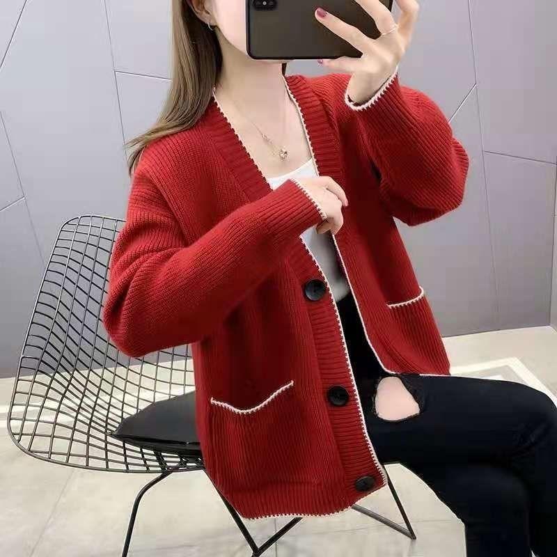 Spring and Autumn Women's Sweater Cardigan Knitted Shirt Top Shawl Western Style Loose Sweater