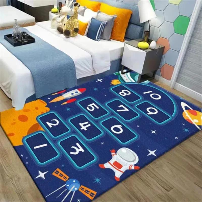 Soft Hopscotch Numbers Carpet Floor Mat Non-Slip Boys Girls Toddler Educational Runner Area Rug for Playroom Bedroom Classroom