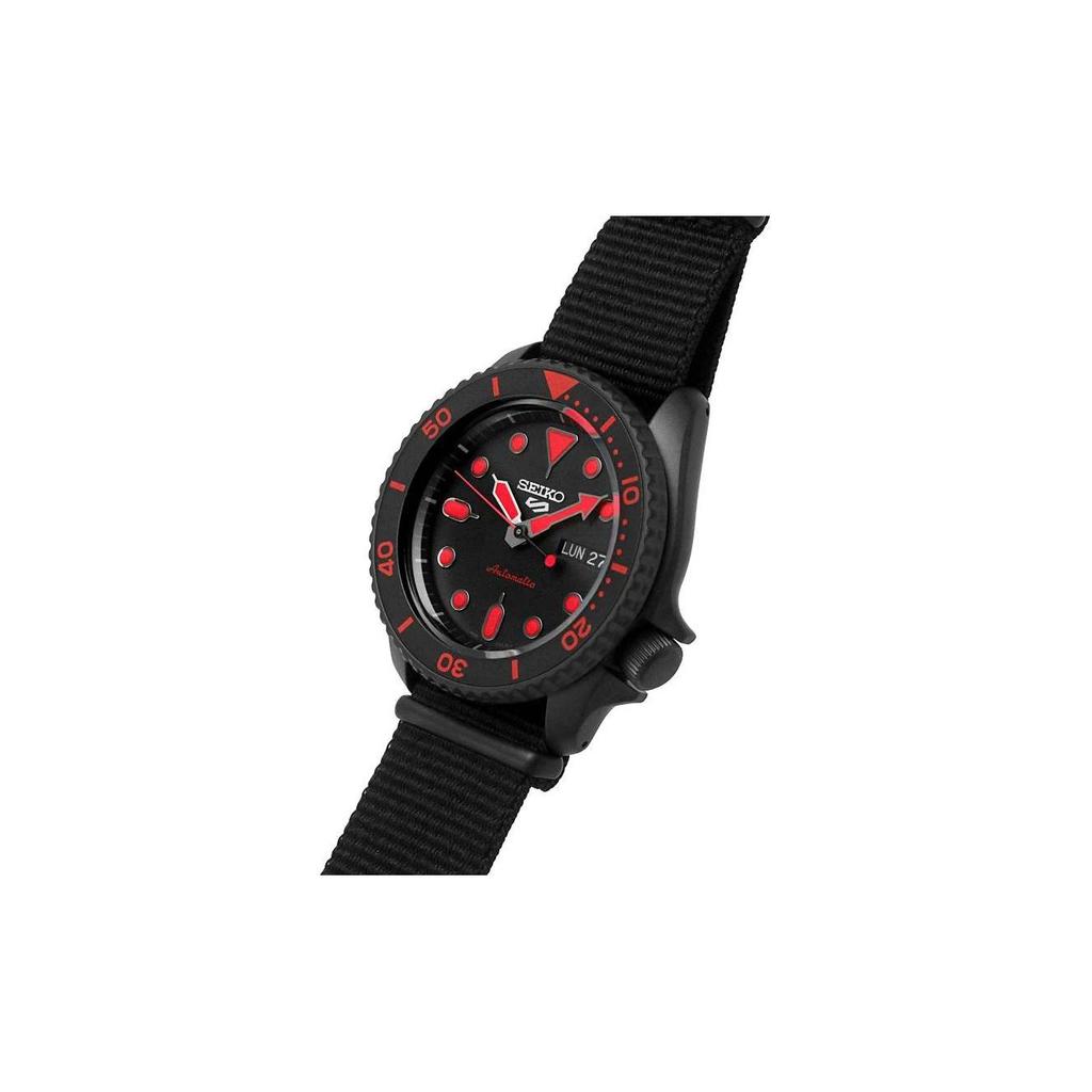 Seiko Mechanical Movement Nylon Strap Watch Men's Watches Black Dial SRPD83K1