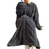Women's Winter Coral Fleece Jacquard Long Robe Pajamas with Pockets