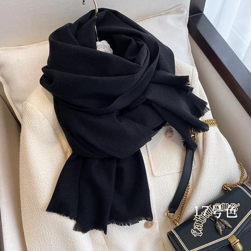 New Autumn And Winter Classic Solid Color Warm Scarf For Women, Fashionable Imitation Cashmere, Thickened Student Scarf, Dual-Use Shawl