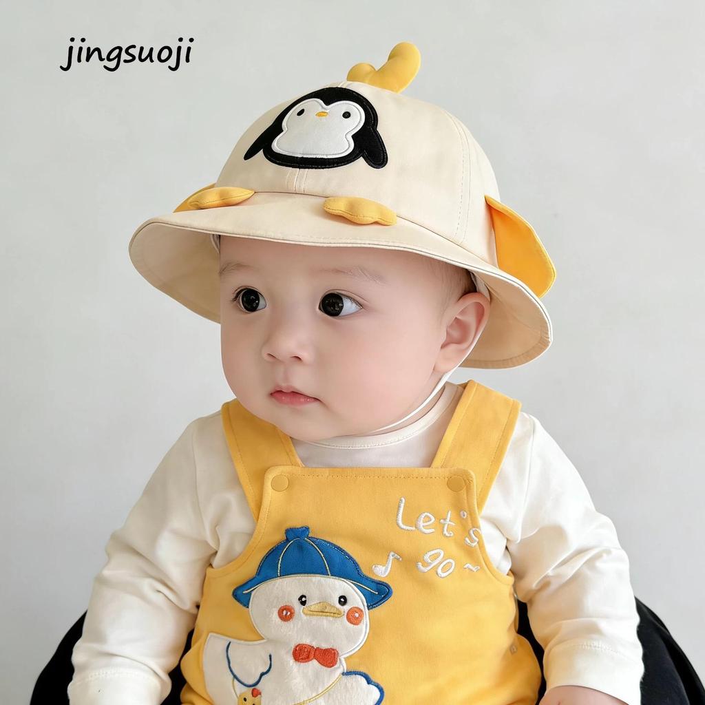 Cartoon Penguin Baby Bucket Hat, Korean Style, Sun Hat for 2-Year-Olds