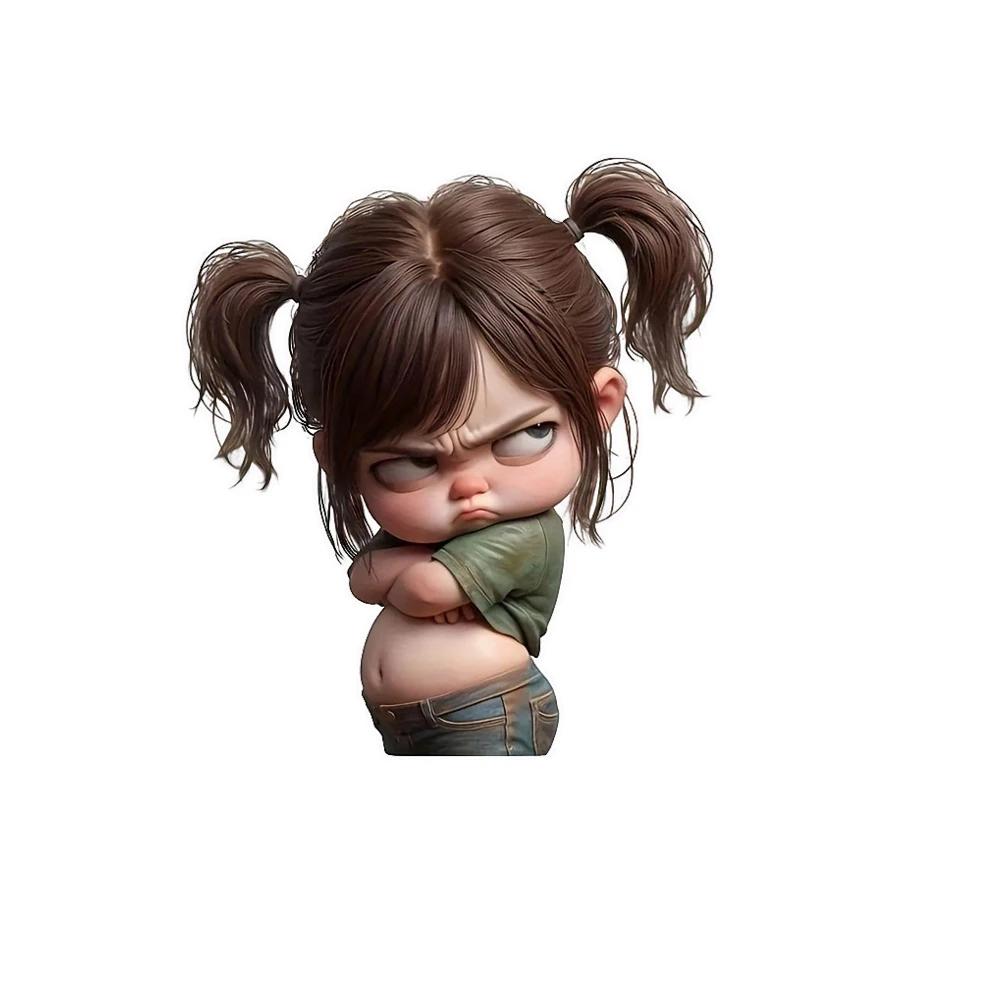 Angry Girl Cartoon Vinyl Decal - Self-Adhesive PVC Sticker for Laptop, Car, Truck, Motorcycle, Wall, Window And More JM31