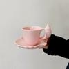Kreative Rosa Meeresschnecke Keramik Kaffeetasse und Untertasse Restaurant Geschäft Teetasse Geschirr Geprägte Muschel Tasse Frühstück Milch Tasse
