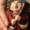 Small Halloween Figurine Witch On Broomstick Resin Figurine, Gnome Statue with Wizard Hat, For Shelf Vintage Spooky Decor for Desk Table, Gift Lovers