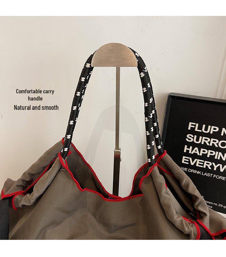 Women's Large Capacity Embroidered Drawstring Tote Bag with Custom Text or Logo