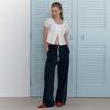 Elssibeui Embroidery Wide Sweat Pants_Navy