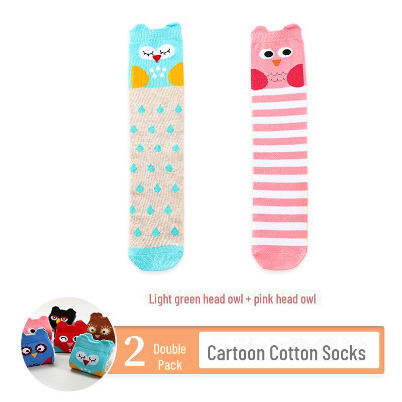 Kids' Cute Cartoon Knee-High Socks for Spring & Autumn - Mid-Tube, Long Pile Socks for Girls & Babies