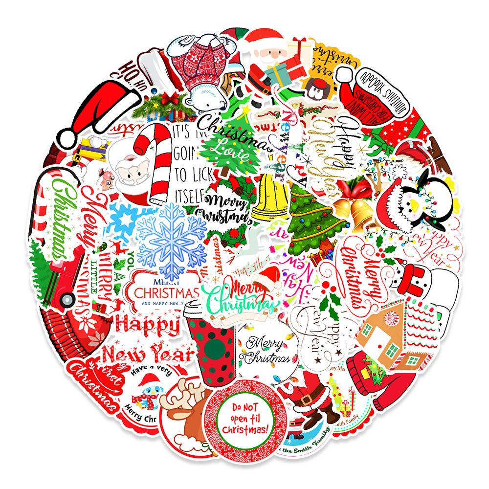 50 New Christmas Graffiti Stickers Doors and Windows Wall Computer Box Helmet Decoration Stickers