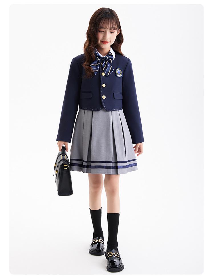 Autumn British Style Kindergarten and Primary School Uniform Skirt Set