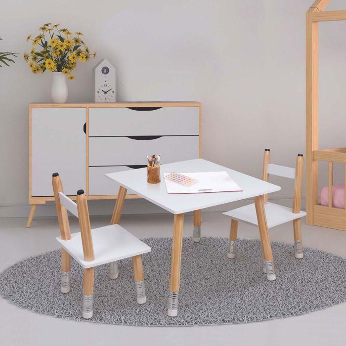 TABLE ET 2 CHAISES CRAYON