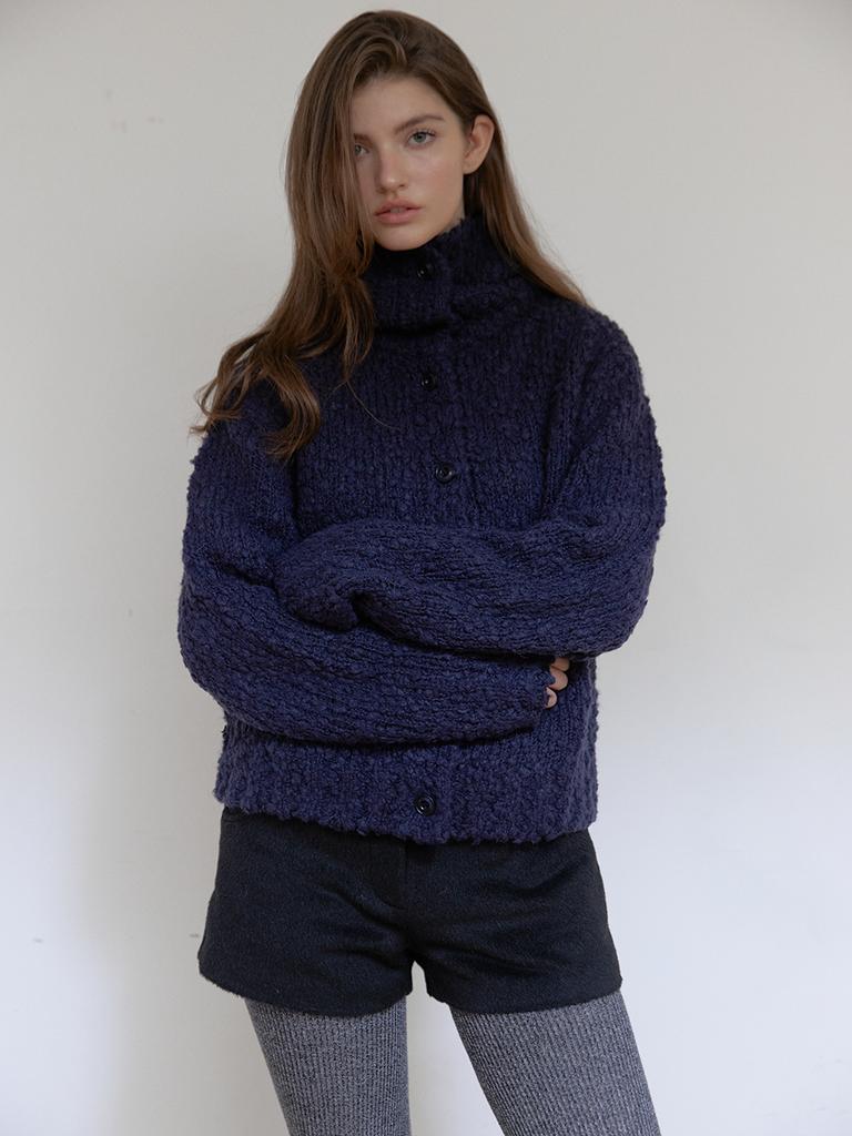Asula Cozy Highneck Cardigan (Navy)