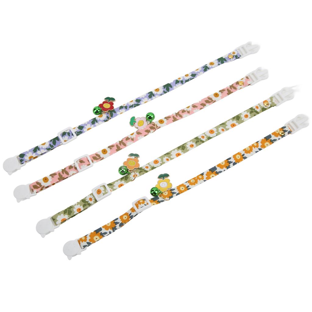 4 Stück Abreißbare Katzenhalsbänder Sonnenblumenmuster Verstellbares Bedrucktes Katzenhalsband mit Glocke für Katzen Hunde