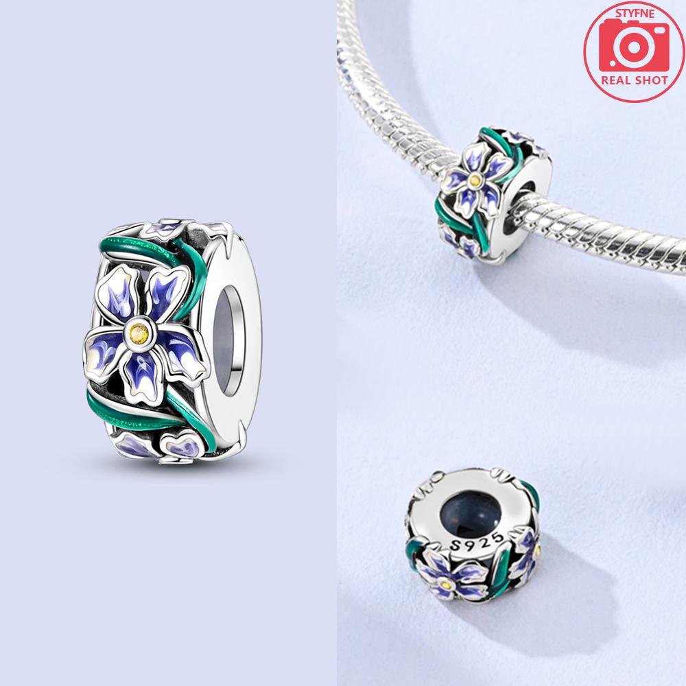 Authentic Original Charm Bead Components Copper Metal Butterfly Flowers Colorful Zircon Silicone Charm Bead Components Bead Components Compatible