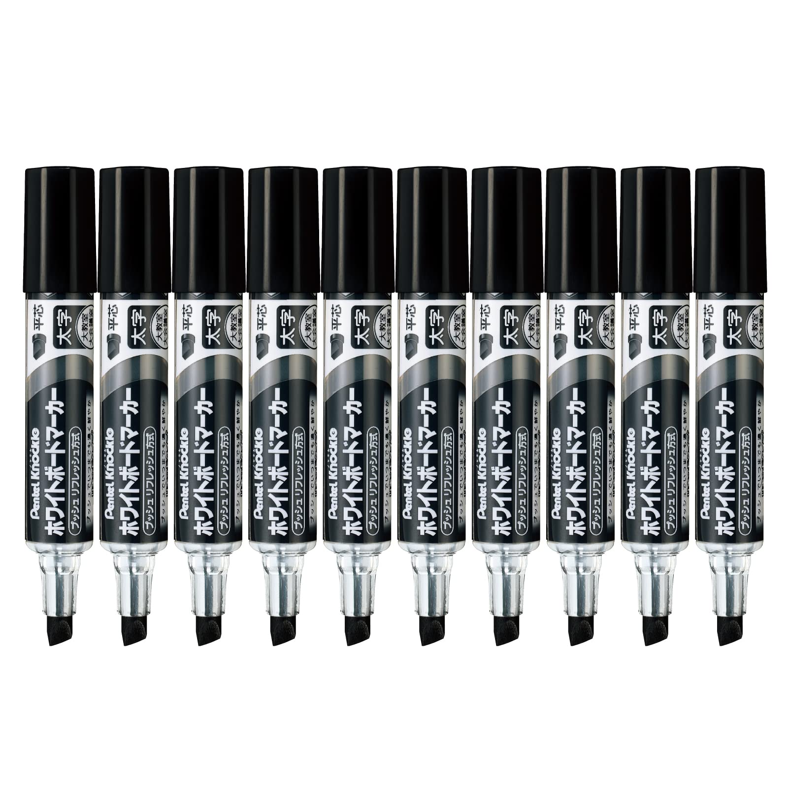 

Маркер для белой доски Pentel Nockle Flat Core Bold Black EMWL6W-A [набор 10]