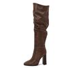 Fashion Women Over The Knee Boots Pointed Toe 10cm Block Heels Knee High Boots Pleated Boots Women Shoes 2025 New Zapatos De Mujer