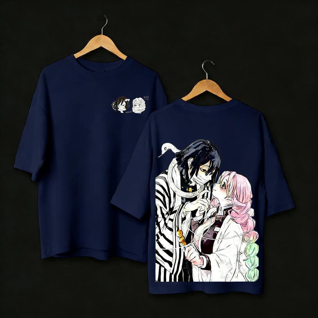 Demon Slayer Oversized Anime Printed Men and Women Tshirt Couple Summer Street Fashion Casual Parent Child Top Harajuku Y2K