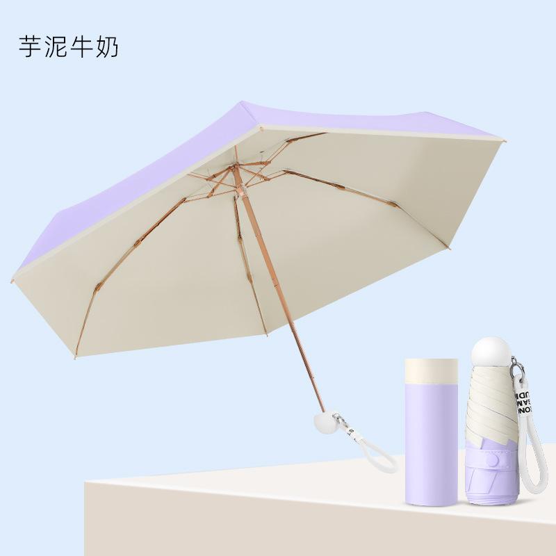 Small and Cute Wind Sunscreen Umbrella UV Protection Sun Umbrella Color Glue Fabric Portable Folding Parasol Rain and Shine