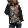 Women's Casual Tie-Dye Butterfly Printing Long Sleeve Blouse Hooded Sweater