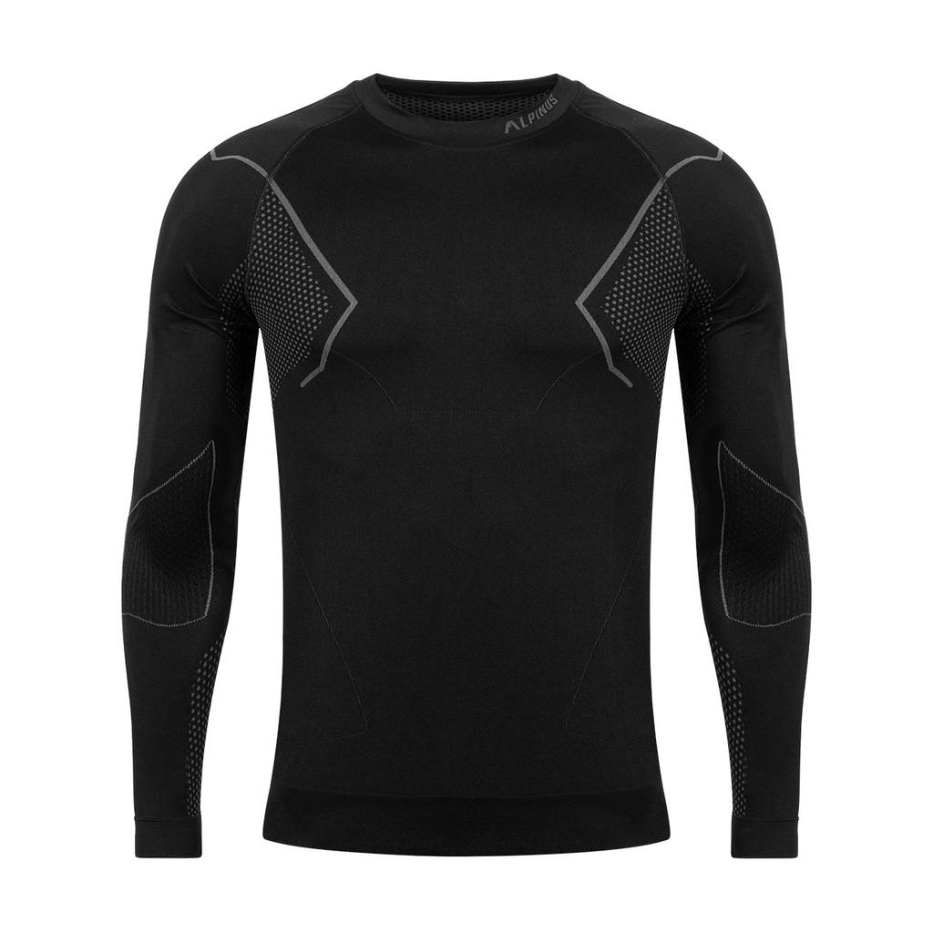 Men' Alpinus Active Base Layer Thermal Sweatshirt, Black And Gray, Gt43189, Size