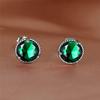 Vintage Screw Back Earrings for Women Men Gold Color Multicolor Zircon Green Blue Black Purple Crystal Wedding Stud Earrings CZ