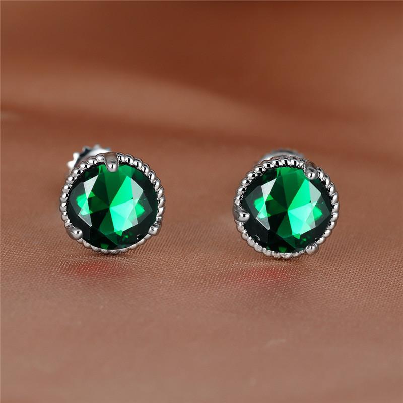 Vintage Screw Back Earrings for Women Men Gold Color Multicolor Zircon Green Blue Black Purple Crystal Wedding Stud Earrings CZ