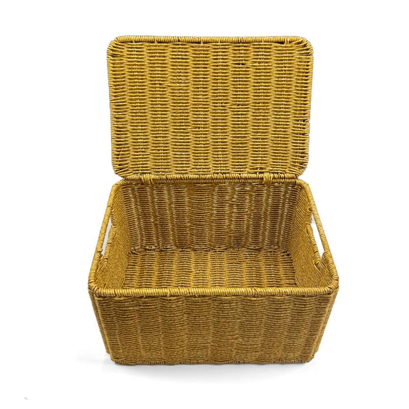 Handmade Imitation Rattan Storage Basket for Organizing Clothes, Snacks, Toys, and Books In Living Room - Large Capacity.